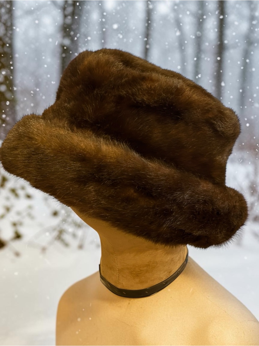 Essentials Dark Brown Faux Fur Bucket Hat